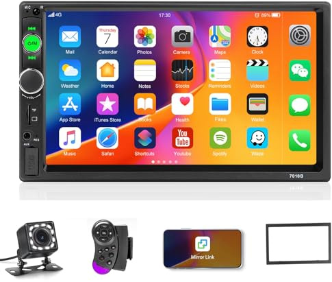 Double Din Car Stereo 7” Touch Screen Car Radio with Bluetooth Backup Camera FM Radio Receiver USB AUX Auto radio TF Card Input Audio Video MP5 MP4 MP3 Player Car Multimedia Player Support Mirror Link