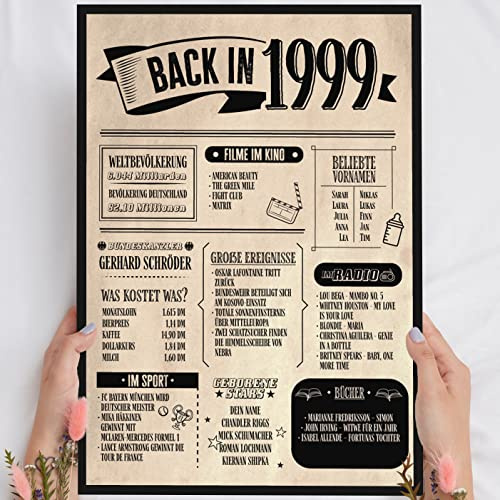 26 Geburtstag, Alte Zeitung Holzbild - Back in 2000 Vintage - personalisierbar zum Hinstellen/Aufhängen opt. beleuchtet, 26ter Geburtstag, 26 Geburtstag Frau & Mann, Jahr 2000 - persönliches Geschenk