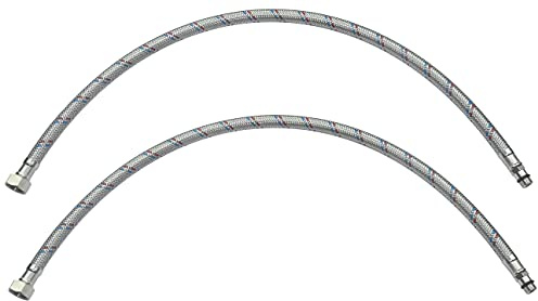 AERZETIX - C51107 - Satz von 2 Flexible schlauchleitungen für mischbatterie weiblich 3/8'' - männlich M10 - länge 600mm - flexible verbindung badezimmer küche - flexibel von sanitärarmaturen