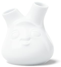 FIFTYEIGHT PRODUCTS Porcelain Small Flower Vase, Cheeky Face, 3.9 inches, White (Single Vase)