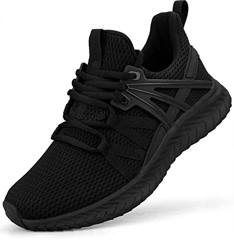 Abboos Women's Walking Athletic Running Shoes Lightweight Casual Breathable Mesh Work Slip-on Sneaker for Women Black Size 10