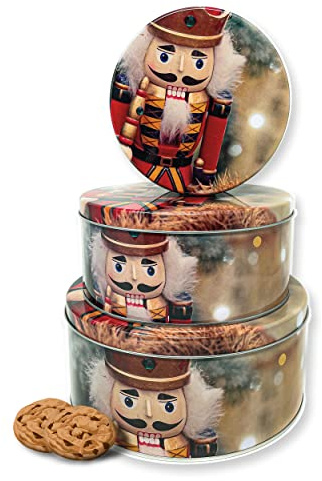 TOBJA Keksdose Weihnachten Set - 3er Dosen Set als Aufbewahrungsbox | Weihnachts Keksdosen für Gebäck | Vorratsdosen für Cookies, Süßigkeiten und Geschenke als Geschenkverpackung (Nussknacker)