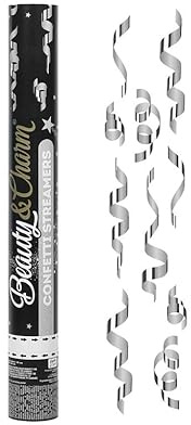 5 Konfettikanonen Luftschlangen 40 oder 60 cm Gold Silber metallic Party Hochzeit Geburtstag Silvester Konfetti Kanone, Farbe:Silber, Größe:40 cm