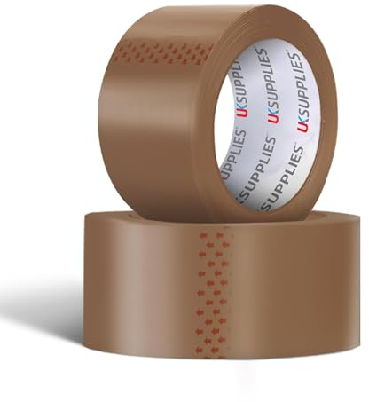 UK SUPPLIES LIMITED LOW NOISE Premium Brown Packaging Tape (All Packs & Colors) 48MM X 66M Strong Secure Sticky Adhesive Durable Parcel Sealing Tape for Packing Boxes & Moving Houses (Pack of 2)