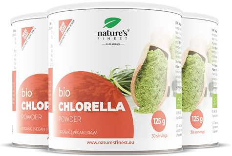 Nature's Finest Bio Chlorella Pulver – 100% Bio Chlorella Vulgaris – Reich an Chlorophyll – Vielseitiges Superfood für grüne Rezepte – Antioxidantienreiche Detox-Mischung – Laborgeprüft, 375 g
