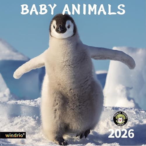 2026 Wall Calendar,Calendar 2026, November 2025 - December 2026, Wall Calendar Baby Animals, 12 x 24 Opened,Full Page Months Thick & Sturdy Paper for Calendar Organizing & Planning