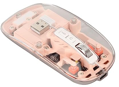 Gugxiom Ratón Transparente Bluetooth 2.4G, Ratón para Juegos de Modo Dual Bluetooth 5.1 con dpi Ajustable Compatible con Dispositivos Windows OS X y Android (Rosa)