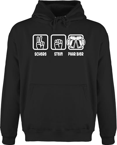 Hoodie Herren Pullover Männer - Party & Alkohol - Schnick Schnack Schluck I Schere Stein Papier I JGA Trinksprüche Malle I Alkoholliebe I Saufen Geschenk Bierliebhaber I Trink Spruch - L - Schwarz
