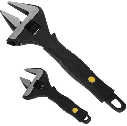 Motoforti Adjustable Spanner Wide Wrench Tool Set, 6 and 12, Steel, Black
