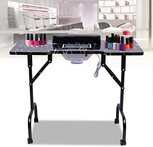 Maniküretisch Tragbar Mobilesmanikürtisch Mit 4x Universal-Rollen, Faltbar Nageltisch Maniküre Tisch Tragbaresmanikürtisch 90x40x72CM