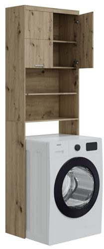 HWR Waschmaschinenschrank Turm Regal Überbau Schrank Shelf Eiche 63x24x187,5cm