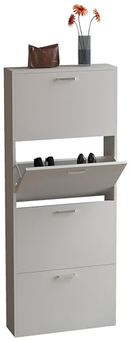 VCM Wooden shelf Tipper shoe rack Shoe cabinet Shoe tipper 4 Sulos L Wooden shelf Tipper shoe rack Shoe cabinet Shoe tipper 4 Sulos L White