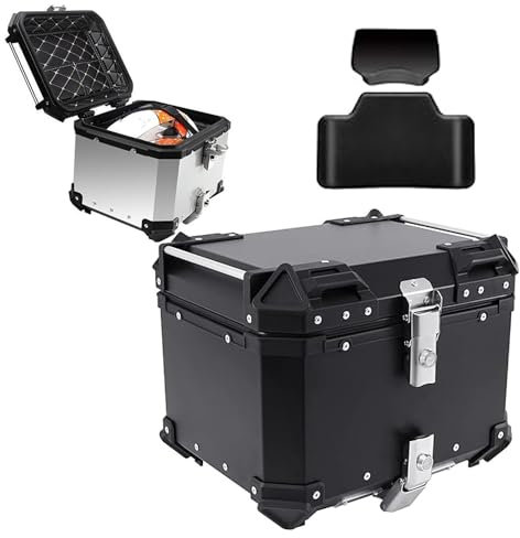 Yidelchon 28/36/45/55/65/80/100 L Motorradkoffer & Gepäck, Top Case Universell Für Roller, Wasserdicht Heckkasten Heckkoffer Für Motorrad, Mofa & Quad (Color : Silver, Size : 55L)