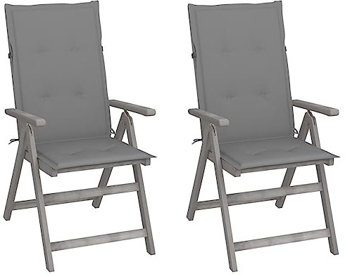 AJSEOYBS Gartenmöbel,Terrassenstühle,Atmungsaktive Gartenmöbel,Verstellbare Gartenstühle 2 STK. mit Auflagen Massivholz Akazie,Comfy Lounge Chair, Outdoor Möbelfür Rasen, Garten, Balkon im Freien usw