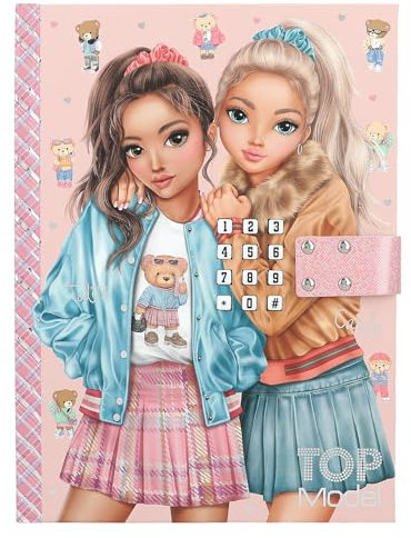 Depesche 13229 TOPModel Team Teddy - Tagebuch mit Zahlen-Code und Sound, Buch mit Model Motiv und 80 linierten und bunt illustrierten Seiten