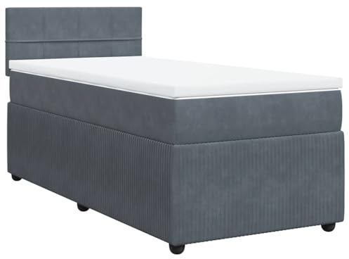 vidaXL Ramsäng med madrass mörkgrå 90x190 cm sammet
