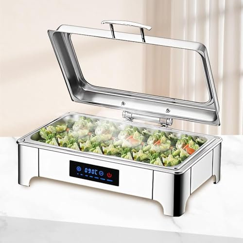 vanenferse 9L Stainless Steel Electric Table Top Food Warmer Adjustable Temperature, Large Pans Keep Food & Plates Hot for Longer, Buffet Warmer Food Server for Catering Restaurants Parties