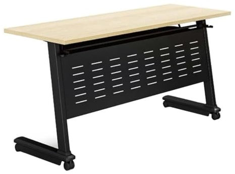 F Konferenztisch mit feststellbaren Rollen und Ablagefach, 120 x 50 x 75 cm, Holztischplatte, Metallrahmen, Farbe A