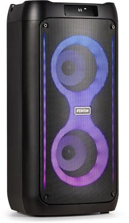 Fenton Core80 Musikbox Bluetooth Groß 80W, Akku 12 Std, Karaoke Mikrofon, BT 5.3, Fernbedienung, Partybox Bluetooth Box Groß, Stereo-Pairing, Tragbare Musik Box, Boom Box - Schwarz