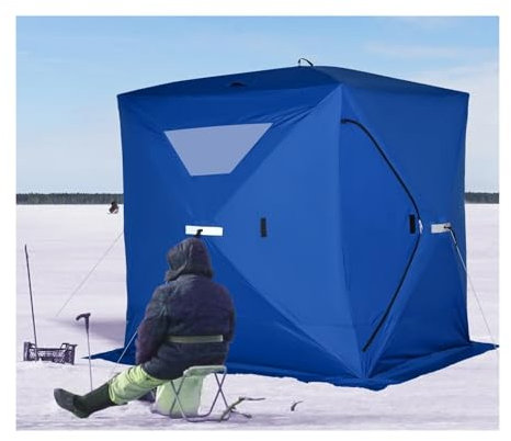 Eisfischerzelt Angelzelt, Campingzelt, tragbares Pop-up-EIS-Angelzelt, Outdoor-Winter-Angelzelt, Baumwolle warm und dick Tunnelzelte(White)