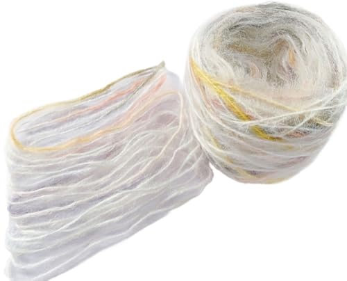 100 g handgewebte, gefärbte Wollknäuel for DIY-Projekte – perfekt for Pullover, Schals und Bastelarbeiten(Lightyellow)
