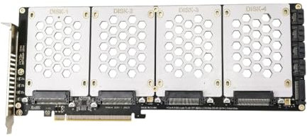 divuukyi Lector de disco sólido NVMe SFF8639 de 4 puertos PCIe X16 tarjeta de expansión interna con indicadores LED para estabilidad de transferencia de datos