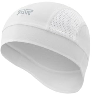 Xiabing Mens Skull Cap Bandana UV-Protection Summer Under-Helmet Cycling Headscarf SPF Headwear Breathable Bicycle Sweatband (UK, M, White)