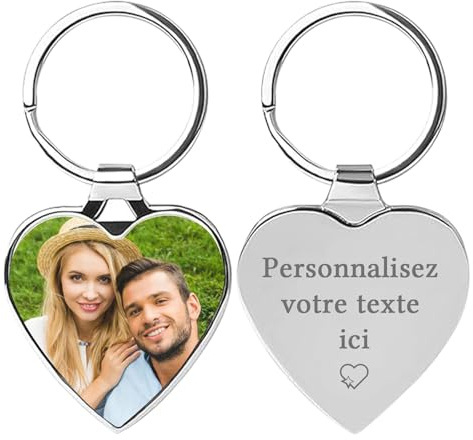 Porte Clef Personnalisable Avec Gravure De Photos Et D'icônes, Porte Clé Couple Coeur Personnalisé, Cadeau Pour Petit Ami, Petite Amie, Maman, Papa, Noël, Saint-Valentin