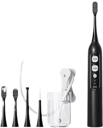 Cepillo de dientes eléctrico 3 en 1 con flosser, limpiador de enjuague desechable sónico magnético suspendido, sin cable, enjuague oral portátil IPX7, resistente al agua, elimina la placa, blanqueador