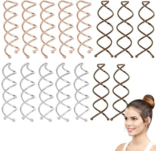 WUSJCOF 15 Pezzi Fermagli per Capelli a Spirale e Accessori per Acconciature, Ideali per Stili Diversi