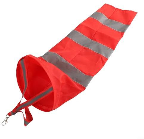 Manica a vento in poliestere RipStop per uso esterno, colore rosso, con strisce riflettenti per una migliore rilevazione del vento (60 cm)