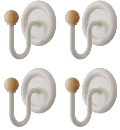 Eclove 4 Pezzi Ganci Adesivi per Asciugamani Senza Fori – Rotondi con Venature di Legno, Appendiabiti Multifunzione per Bagno (Robe), Cucina e Lavanderia