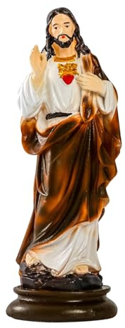 Krmoau Figura de Jesucristo, 21 cm, decoración de mesa de Jesús - Figura coleccionable religiosa de resina para sala de estar dormitorio