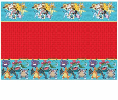 Tischdecke * Pokemon * als Deko zum Kindergeburtstag und Party | 120x180cm, aus Kunststofffolie, abwischbar | Table Cover Kinder Geburtstag Pikachu