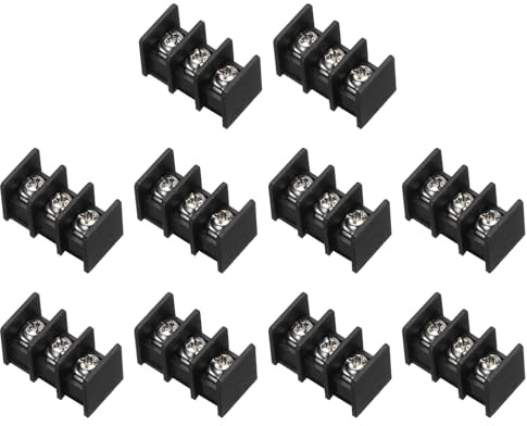 QUARKZMAN 10 Stück PCB-Klemmleiste 7.62mm 3-polig 300V 20A Schwarz | Zaunartige Leiterplatten-Klemmenblöcke Montage Anschlussklemmen