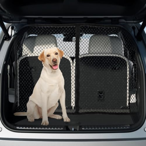 Skyddsgaller bilbarriär Separationsnät: Hundgaller bil hundskydd av polypropen med 4 krokar, elasticitet hundgaller för bagageutrymmet dubbla lager separationsgaller för bagageutrymmet hund 120 x 120