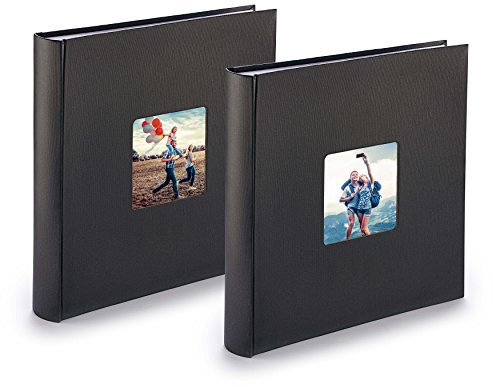 Fotoalbum XXL I Album 2er Pack zum Selbstgestalten (30x30 cm) I je 400 Bilder zum einkleben in 10x15 Format I schwarz