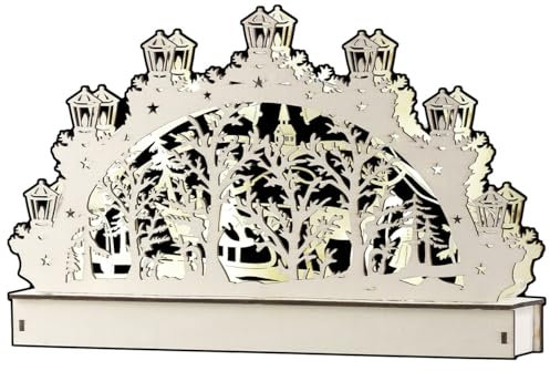 Britesta Lichterbogen: Holz-Schwibbogen mit LED-Beleuchtung und Rentier-Motiv (Holzschwibbogen, Lichterbogen Holz, Tischleuchte Batterie)