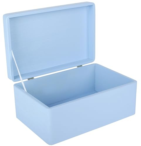Creative Deco Blau Große Holzkiste mit Deckel | 30 x 20 x 14 cm (+/-1cm) | Ostern Kiste Holzbox Erinnerungsbox Baby Aufbewahrungsbox Spielzeugkiste Kasten | Für Hochzeit, Geburtstag