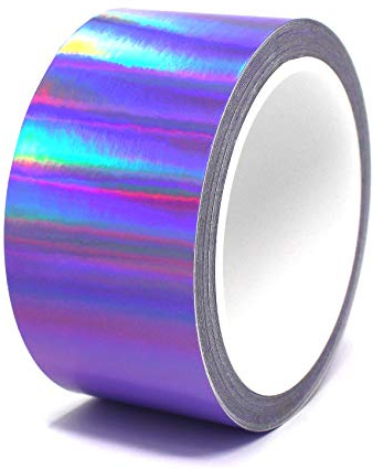 Finest Folia (1,79€/m) 10 Meter Hologramm Zierstreifen Basteln Möbel Auto Motorrad Modellbau Deko Dekorstreifen Klebestreifen selbstklebend DIY (Hologramm Lila, 50mm Breite)