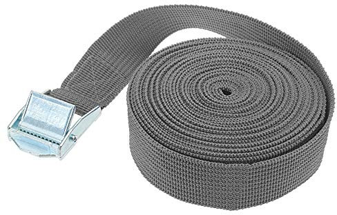 tooloflife Correa de amarre de 25 mm x 4 m, correas de trinquete, correa de sujeción, hebilla ajustable, correas de carga para motocicleta, coche, equipaje remolque, color gris