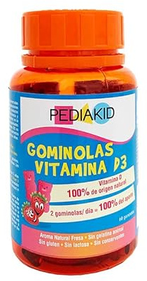 Pediakid – Gomas de vitamina D3 – Sabor fresa – 60 ositos – Lote de 3