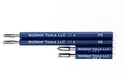 Screw Holding Screwdriver Set for Electricians – NoDrop Tools 4pc Screw Starter Set (Phillips & Slotted) – One-Handed Screw Starter for Panels, Breakers & Tight Spaces (#4–1/4 Screws)
