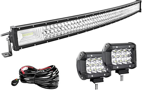Willpower Led Lichtleiste Bar 42 + Arbeitsscheinwerfer 4 für 12V 24V Auto | Light Bar Balken 540W, 2X Scheinwerfer Zusatzscheinwerfer 60W, mit Kabelbaum, Offroad Beleuchtung für Traktor Boot KFZ ATV