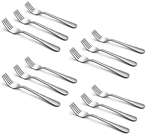 LIANYU 12 Pieces Stainless Steel Kids Forks, Cute Toddler Forks, Children Silverware Flatware Cutlery Set, Small Kid Utensils for Self Feeding, Dishwasher Safe
