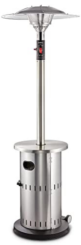 Enders® Terrassenheizer Solid Eco Green, Heizpilz mit stufenloser Regulierung, ECO-Brenner, höhenverstellbar, Transporträder, Umkippsicherung, 6kW, #5802, Edelstahlfarben