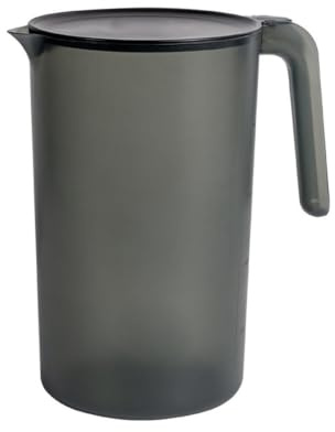IEFIEL Kunststoff Wasserkrug 2L 2.5L Messbecher mit Skala Wasserkaraffe Plastik Krug für Milch Eistee Saft Getränke Schwarz A 2L