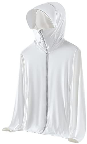 Tebinzi Giacca Protettiva Solare - Felpa con Cappuccio con Protezione Solare UPF 50+ a Maniche Lunghe con Cappello da Sole - Protezione Solare con Cappuccio SPF UV Jacket Light Shirt Full Zip