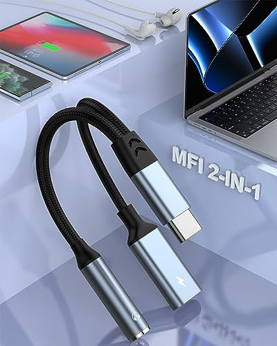 USB C Kopfhörer Adapter und Laden, USB C zu 3.5mm Klinke Aux Audio Adapter [2 in 1] Type C auf 3.5mm Klinke Schnellladung Geflochtenes Kabel Konverter für Samsung S22/S20+/Note 20,Huawei Mate40/30/P40