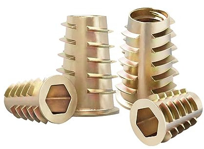 Qrity 20 Pcs Hex Socket Screw-in Nuts Fastener M10x15mm, Zinc Alloy Ladder-Shaped Threaded Insert Nuts, Interface Hex Socket Drive